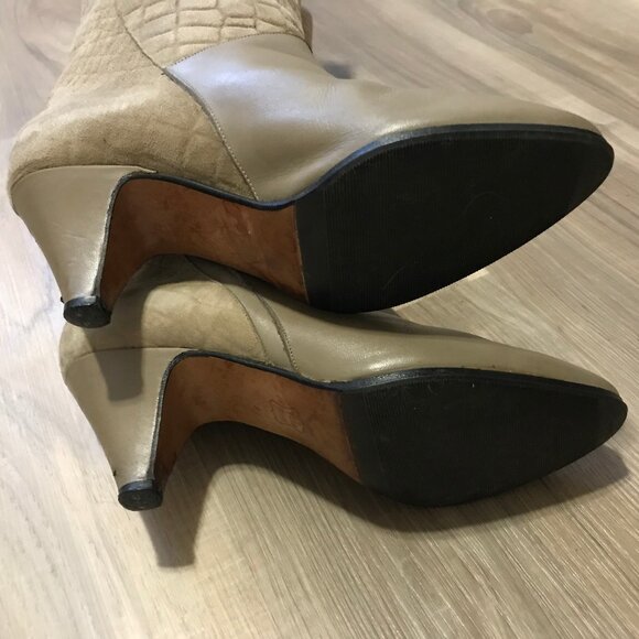 Vero Cuoio Ladies Cream Leather Boots Size 4.5 - Picture 6 of 7